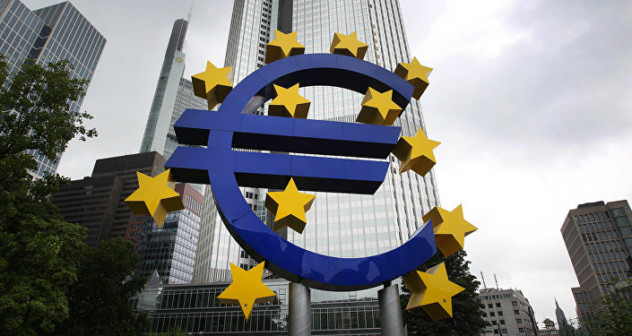 The Euro logo is pictured in front of the former headquarter of the European Central Bank (ECB) in Frankfurt am Main, western Germany, on July 20, 2015